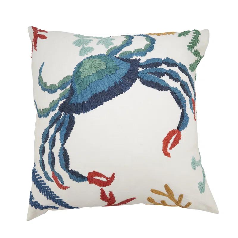 Saro Poseidon Collection No Pattern And Not Solid Color Cotton Throw Pillow