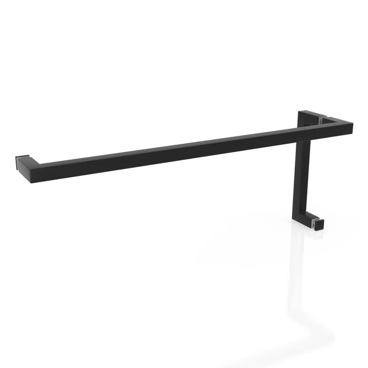 Glass Warehouse Mimas 52.75 in. x 78 in. Fully Frameless Glass Hinge Towel Bar Shower Door TBGH-52-75-MB