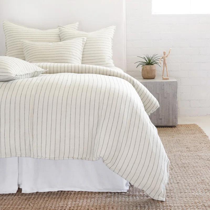 Blake Linen Duvet by Pom Pom at Home - Cream and Gray / Queen