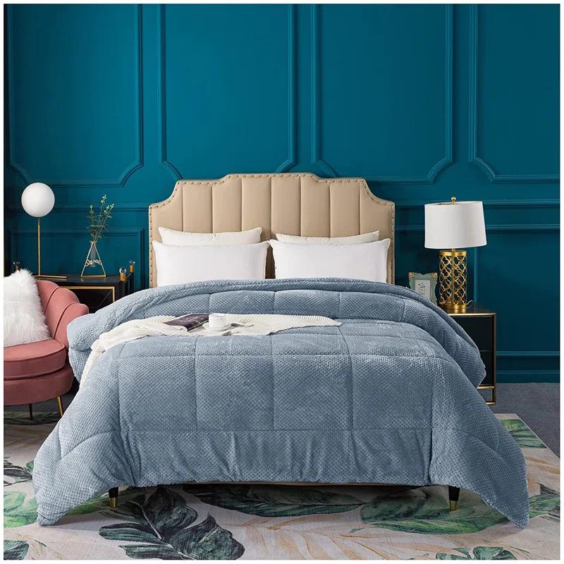 Kasentex Microfiber Reversible Comforter Super Ultra Soft Luxury Plush Sherpa, Machine Washable