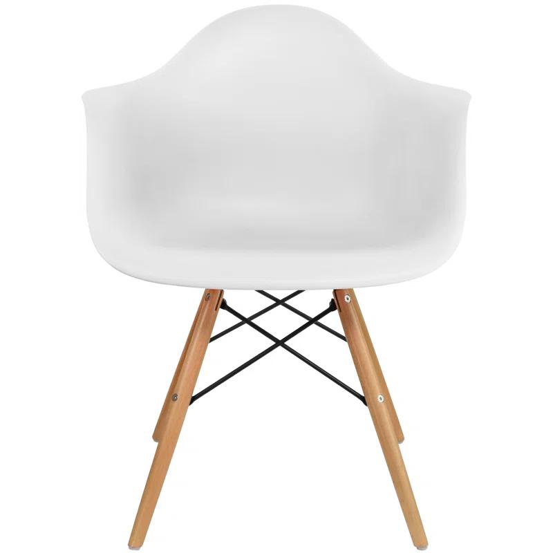 George Oliver Set of 2 Modern Dining Side Chairs from Molded Plastic Armchair Shell with Natural Wooden Legs (Set of 2)