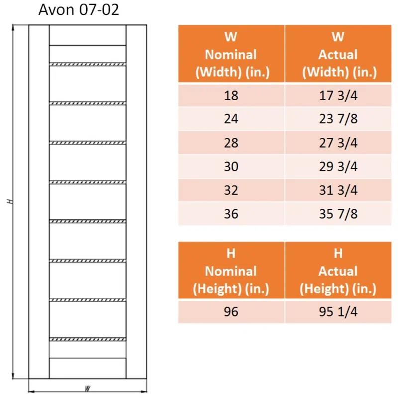 Belldinni Avon 07-02 Paneled Manufactured Wood and Frosted Glass Interior Door Slab