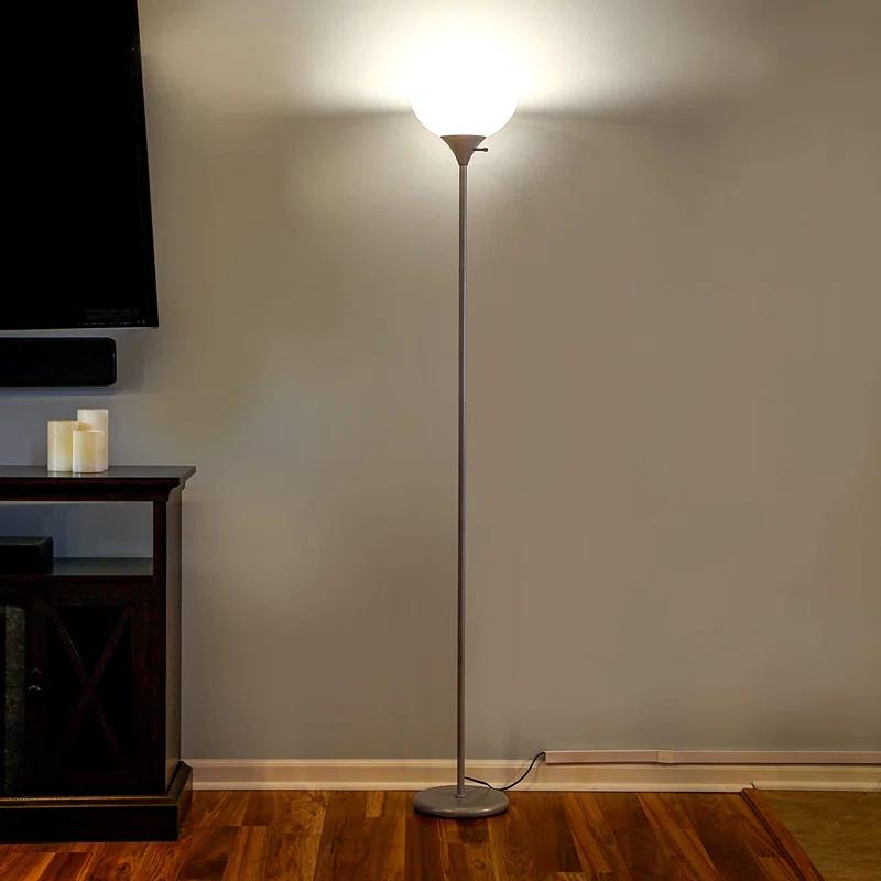 Sky Dome 72 in. Industrial 3-Way Dimming LED Floor Lamp with Plastic Bowl Shade