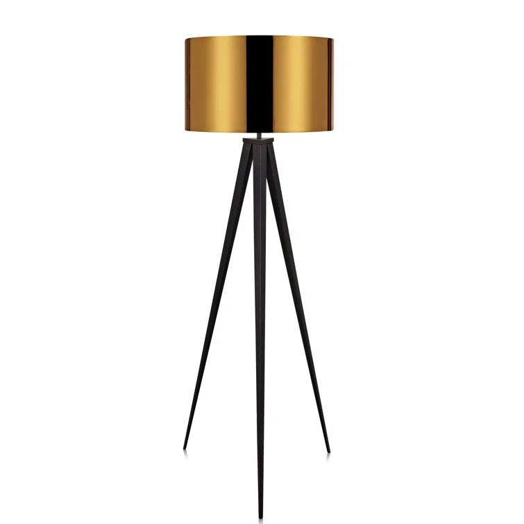 Mercer41 Cardone 60" Tripod Floor Lamp with Drum Shade and Foot Switch – Gold