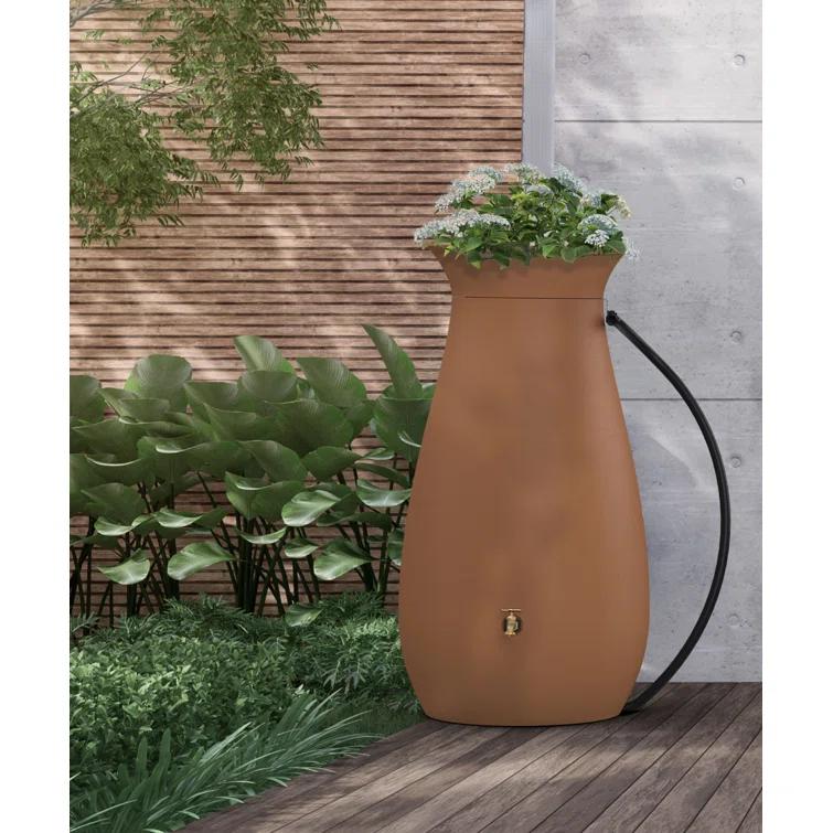 Algreen 65 Gallon Plastic Rain Barrel with Planter Top