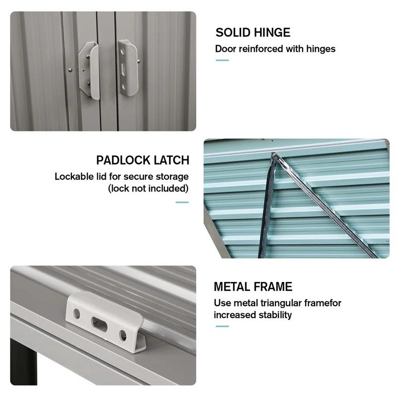 Alxfarton Garbage Bin Shed Stores 3 Trash Cans Metal Outdoor Bin Shed For Garbage Storage