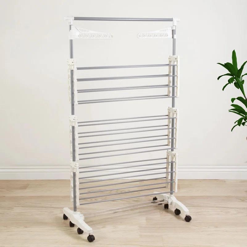 Everyday Home Heavy-Duty 3-Tier Laundry Rack - Stainless-Steel Indoor Clothing Organization and Storage Shelf for Hanging, Folding, or Drying by Everyday Home