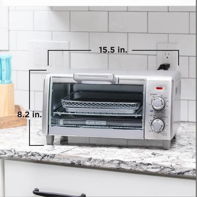 BLACK+DECKER BLACK+DECKER 4-Slice Crisp N Bake Air Fry Toaster Oven, TO1787SS, 5 Cooking Functions, 30 Minute Timer, Stainless Steel