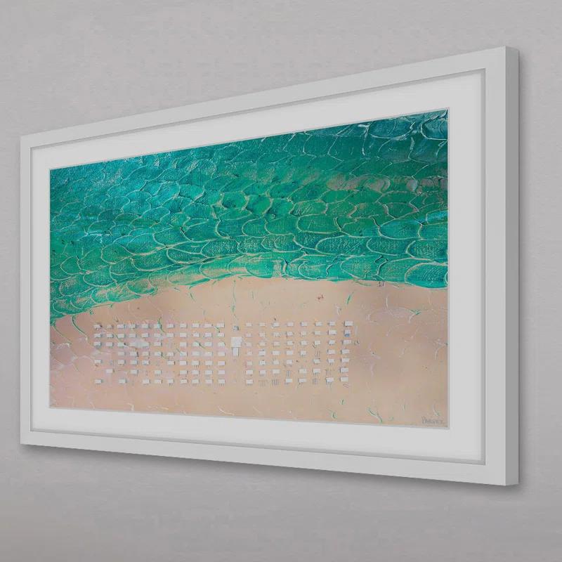 Parvez Taj 'White Umbrella Beach' by Parvez Taj Framed Print