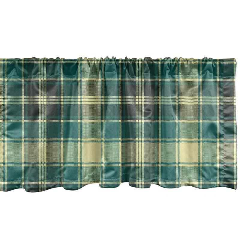 Ambesonne Ambesonne Plaid Valance Pack of 2 Stripes in Tartan Pattern Yellow Jade Green Grey