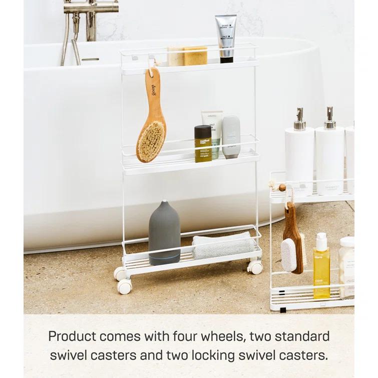 Yamazaki White Steel Rolling Kitchen Storage Cart