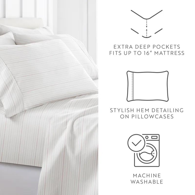 4 Piece Sheet Set Patterned Microfiber Ultra Soft Bedding