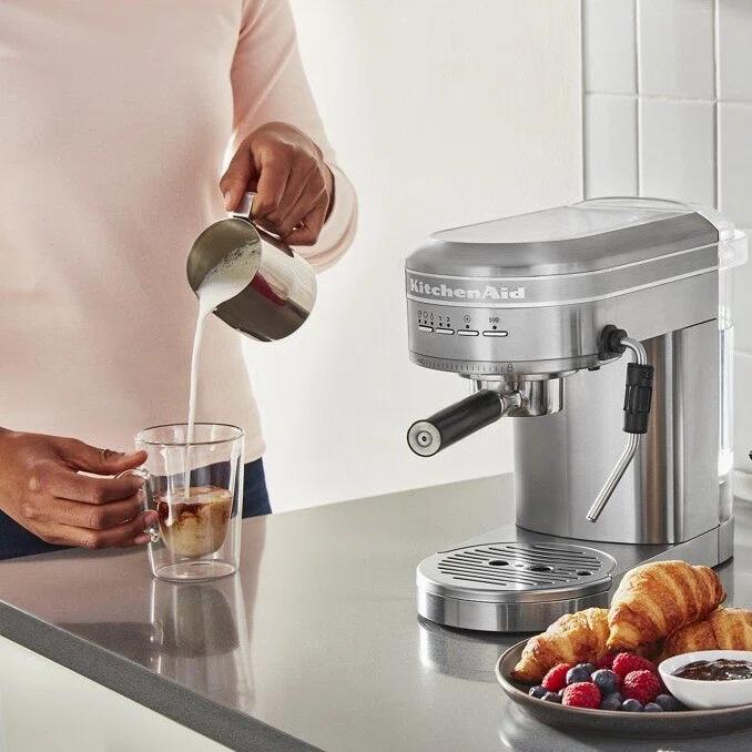 KitchenAid Semi-Automatic Espresso Machine - Brushed Stainless Steel: 15 Bars Pressure, Dishwasher-Safe, 47oz Capacity