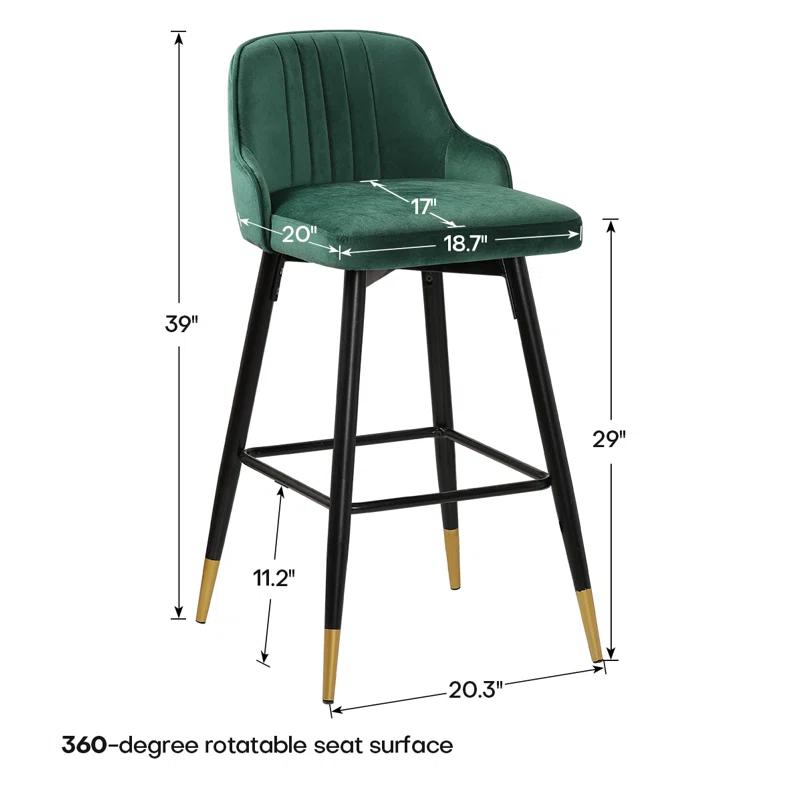 Swivel Velvet Upholstered Counter & Bar Stool (Set of 2)