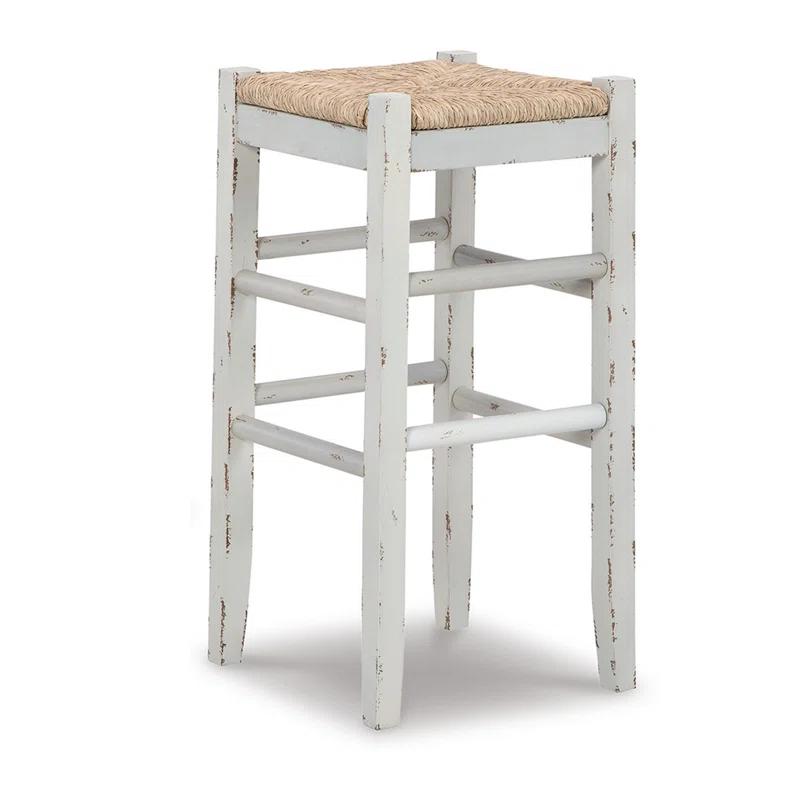 Benjara Anya Stool, Woven Seagrass Seat, Wood Frame (Set of 2)