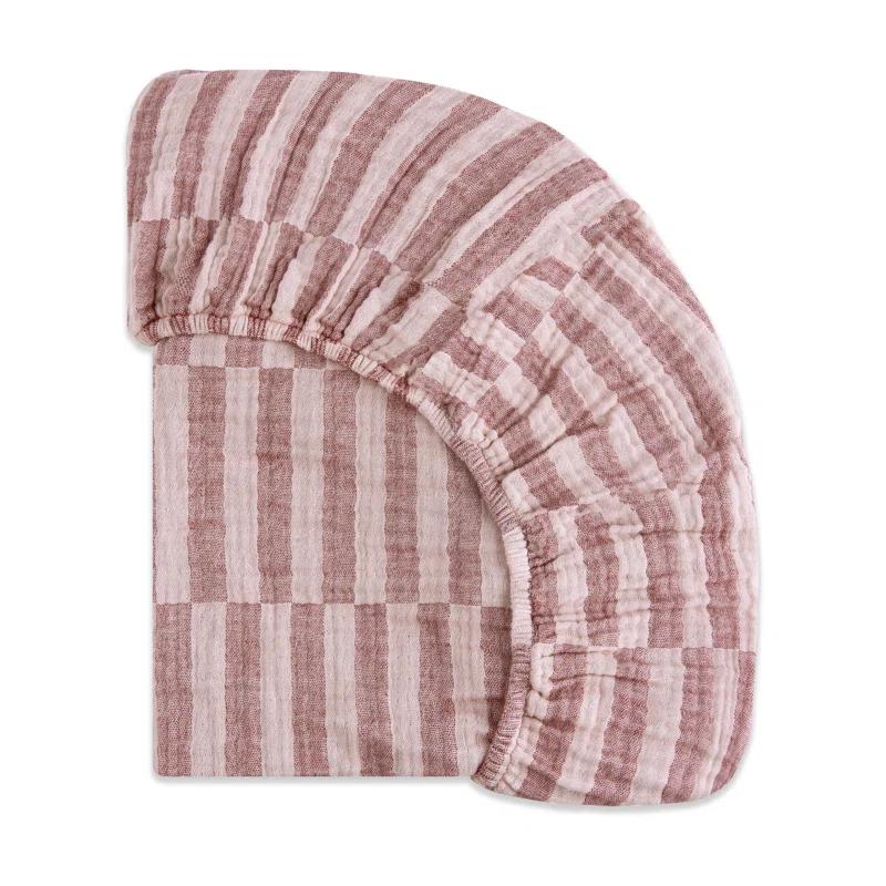 babyletto Maroon Stripe Muslin Crib Sheet