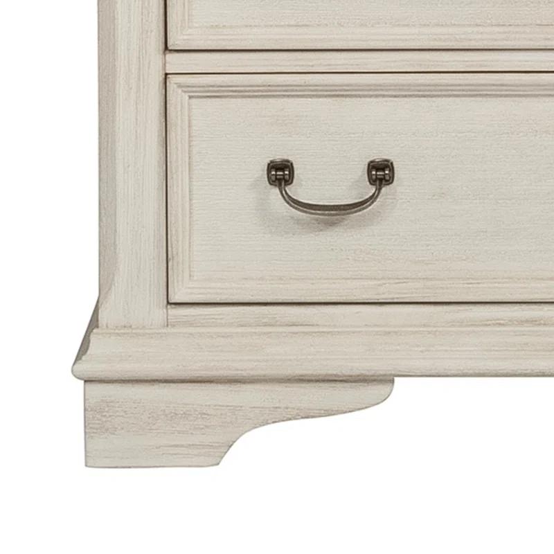 Canora Grey Dina Antique White 5 Drawer Chest w/ Stained Interior
