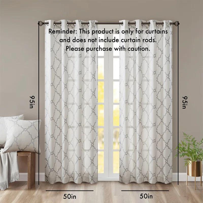 Madison Park Fretwork Print Grommet Top Single Window Curtain Panel
