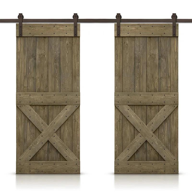Calhome 84'' Solid Wood Paneled Painted with Installation Hardware Kit Barn Door