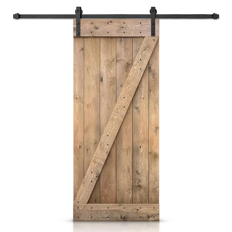 TMS 34'' x 84'' Solid Wood Paneled Painted with Installation Hardware Kit Barn Door