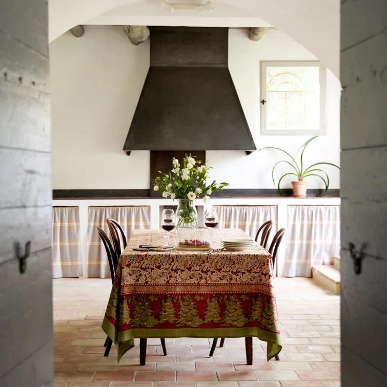 The Holiday Aisle® Liller Red/Green/Orange Tablecloth - Rectangular