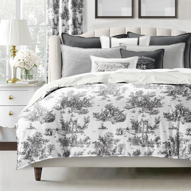 Jardin Du Jouy Toile Black Coverlet Set 8 Piece