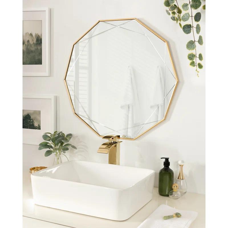 Kate and Laurel Deka Etched Starburst Accent Framed Wall Mirror