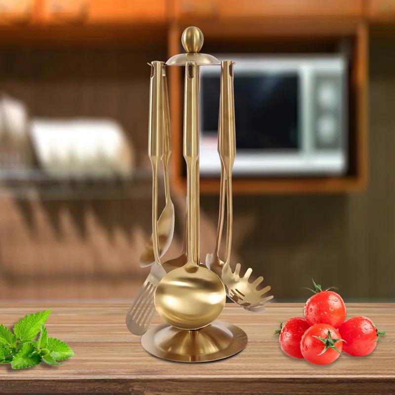 DALELEE 7-Piece Stainless Steel Kitchen Cooking  Utensil Set with Holder