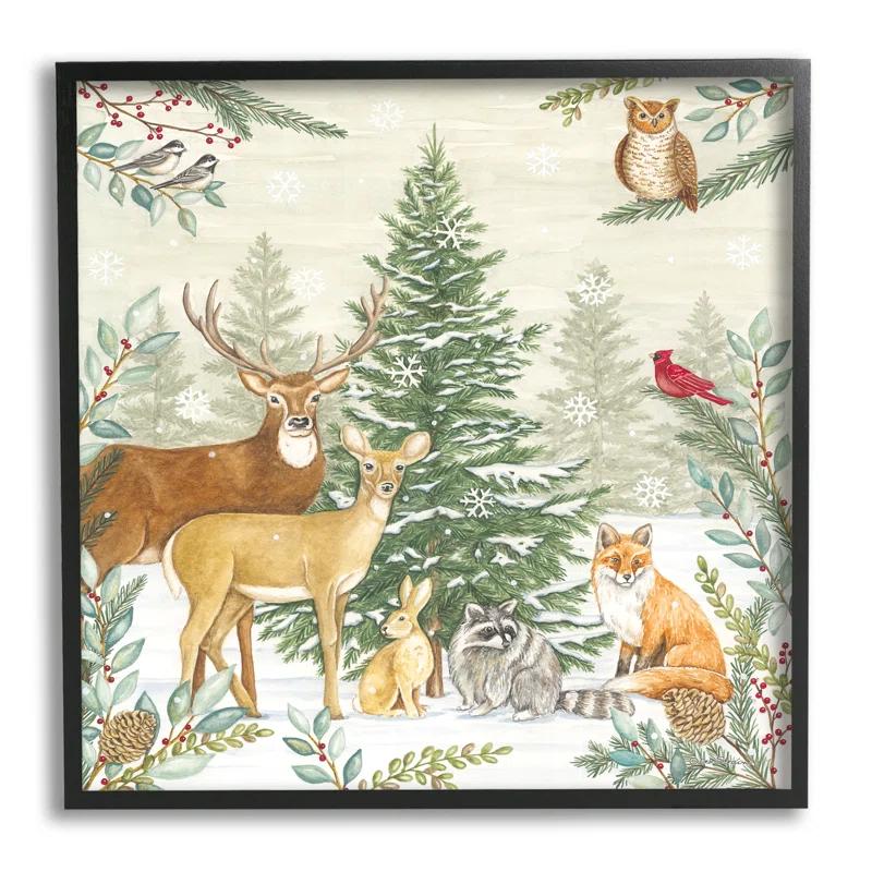 Stupell Industries Ax-665-Giclee " Woodland Animals In Winter " by Deb Strain