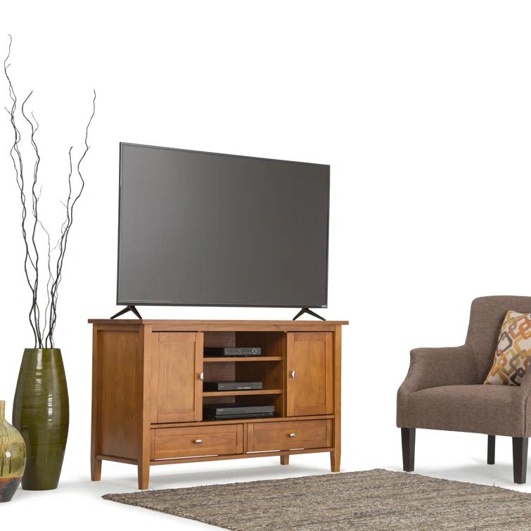 Simpli Home Warm Shaker 47"W Solid Wood TV Stand for TVs up to 55" with 2 Storage Cabinets and 2 Drawers
