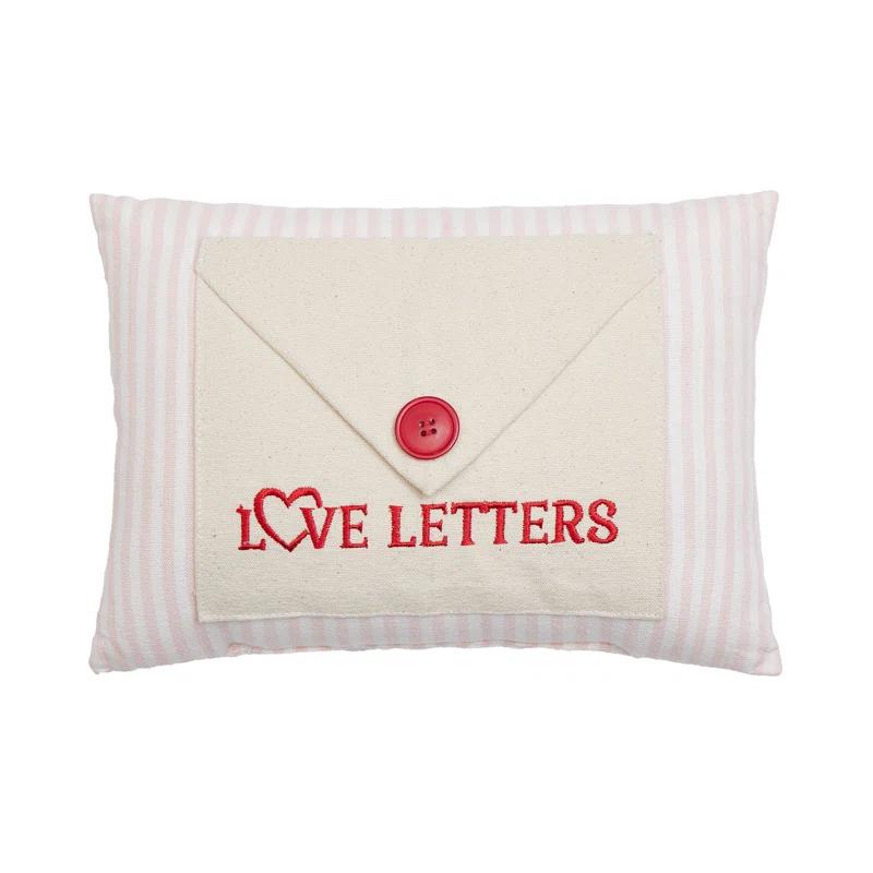 Peking Handicraft Love Letter With Button Embroidered Pillow