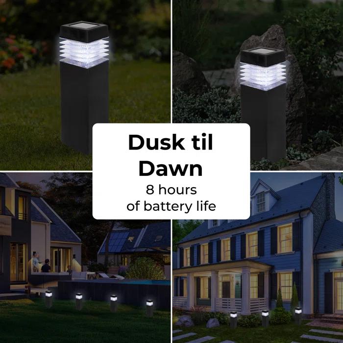 Techko Solar Square Bollard Pathway Lights – Small (4-Pack) (Set of 4)