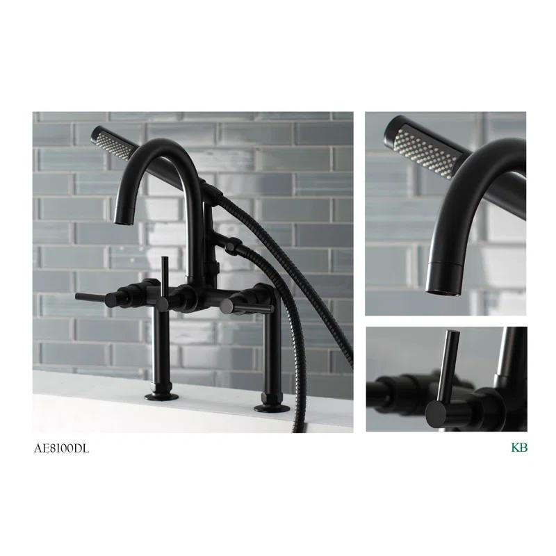 Kingston Brass Concord Three-Handle 2-Hole Deck Mount Clawfoot Tub Faucet with Hand Shower