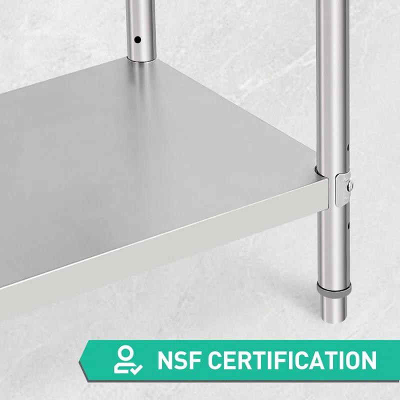 Stainless Steel Table Commercial Work Table,NSF Three Layer Workbench Heavy Duty Prep Worktable