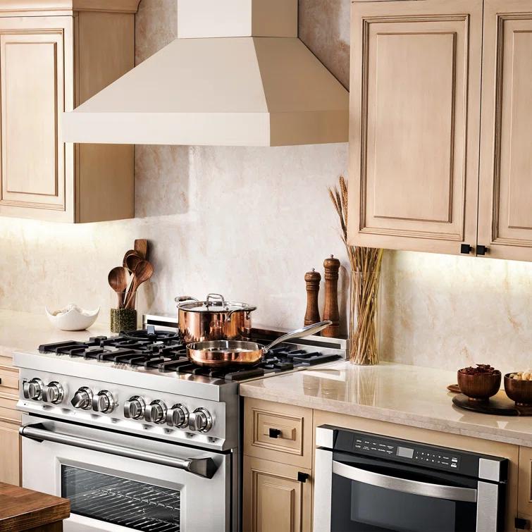 ZLINE 36 in. Convertible Vent Wooden Wall Mount Range Hood in Walnut