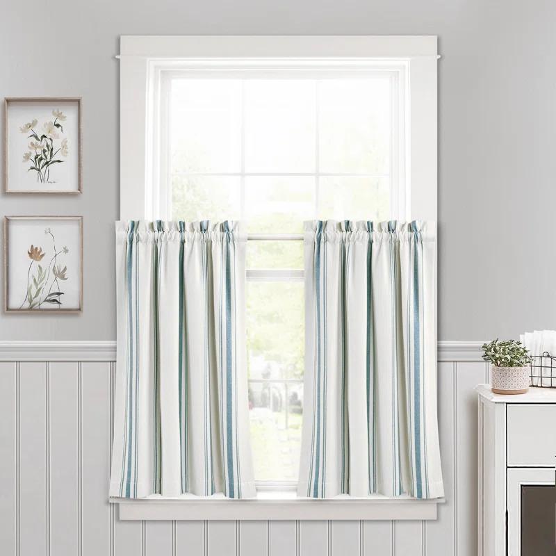 Farmhouse Stripe Striped Ruffled 52'' W Window Valance