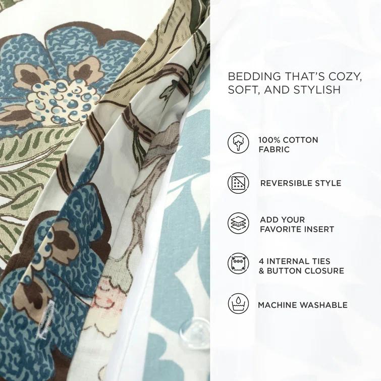 Lush Decor Green/Blue Standard Cotton Reversible 3 Piece Duvet Cover Set