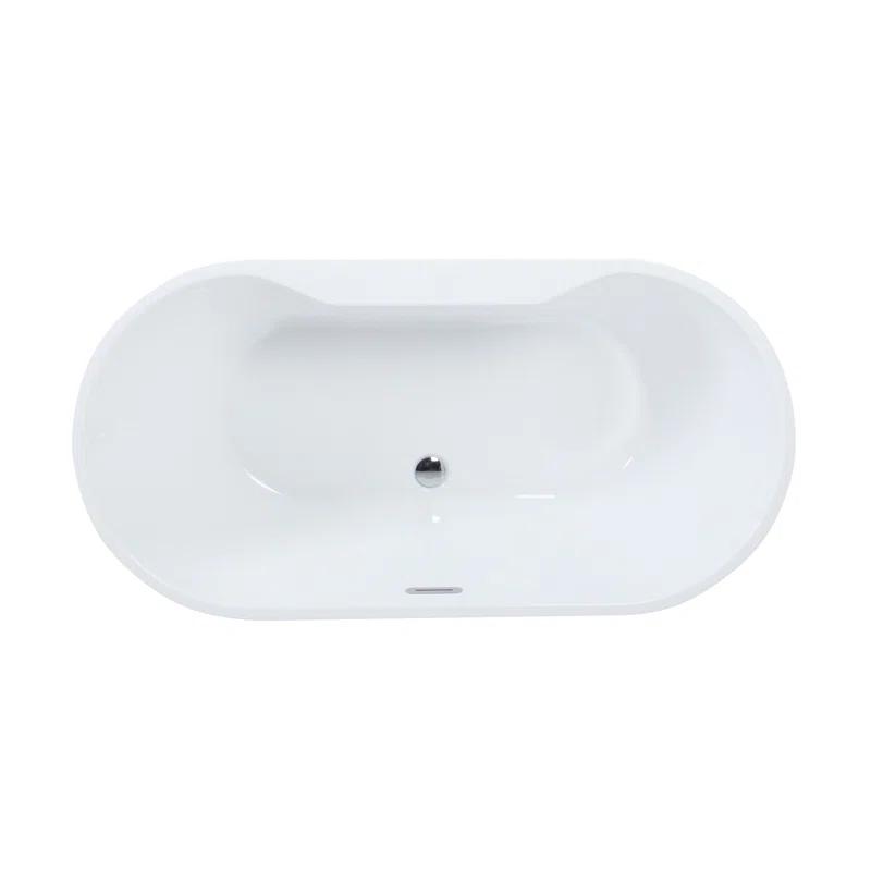 Kingston Brass Kingston Brass Aqua Eden 66-5/16-Inch Acrylic Oval Double Ended Freestanding Tub with Drain VTDE673223