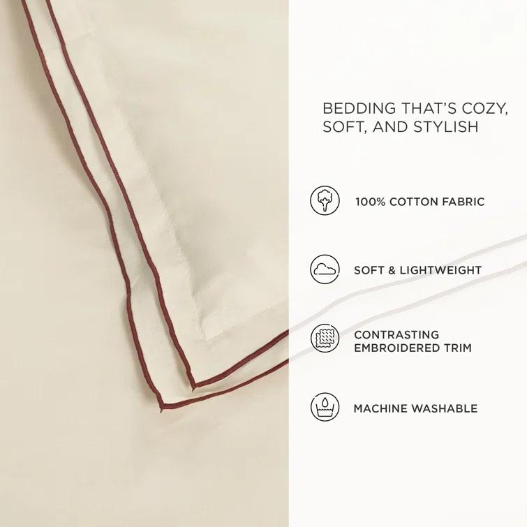 Hampton Double Flange Embroidered Contrast Edge Comforter 3 Pieces Set