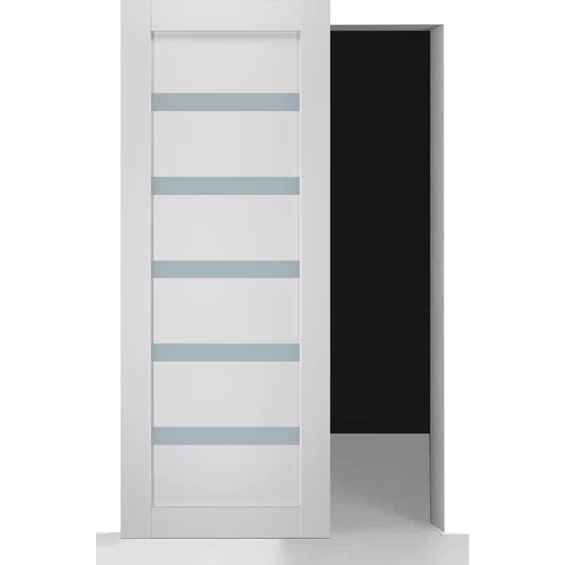 Belldinni Leora Paneled Manufactured Wood And Frosted Glass Solid Core Interior Sliding Hidden Barn Door With Base Board With Installation Hardware Kit