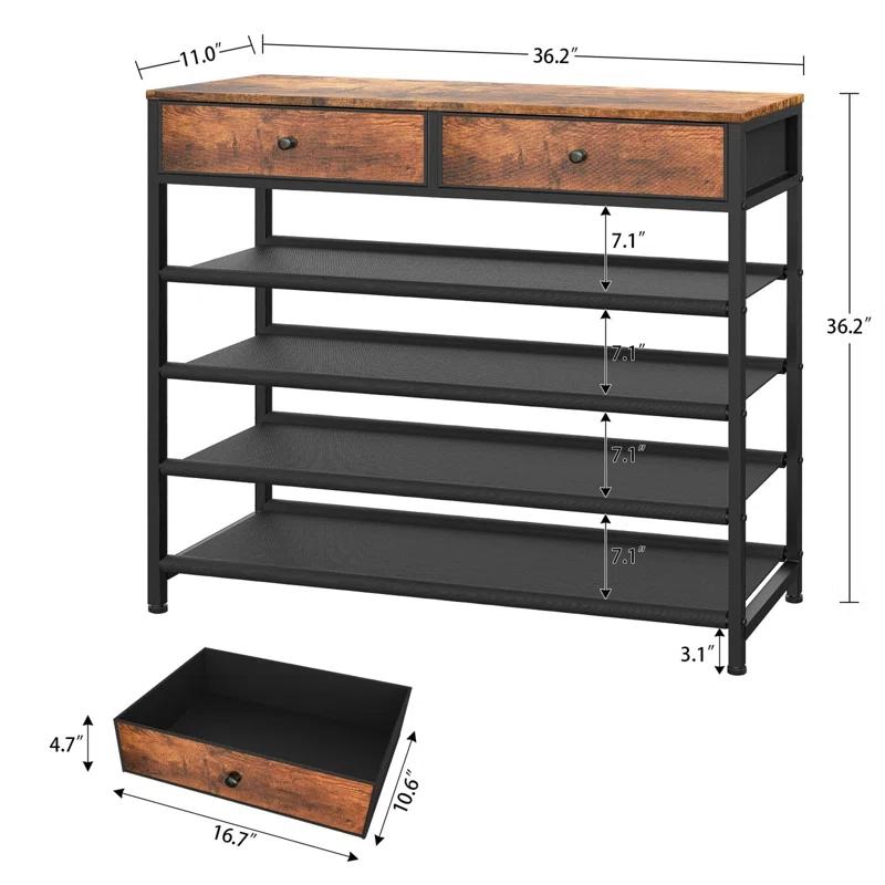 17 Stories 5 Tier Shoe Storage Organizer with 2 Drawers