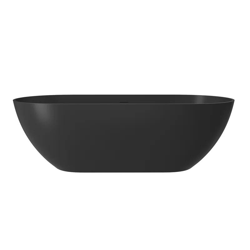 Broadway 59'' x 30'' Freestanding Soaking Solid Surface Bathtub