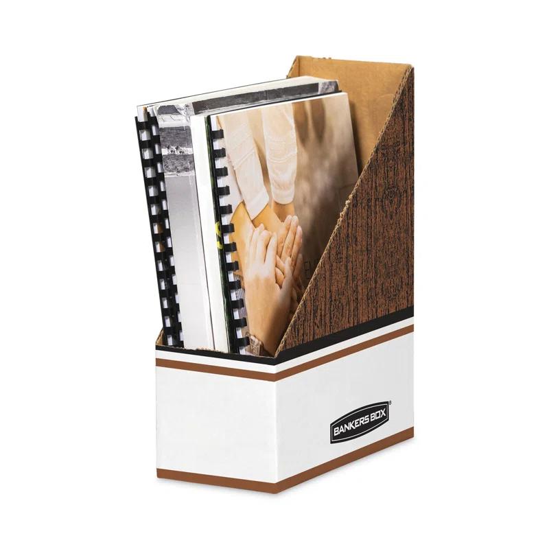 Bankers Box® Open Back Corrugated Cardboard Magazine File, 4 x 9 x 11-1/2, Wood Grain, 12/Ctn & Reviews | Wayfair