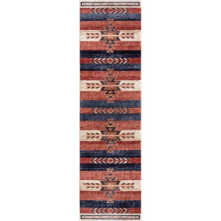 Union Rustic Crimson Southwestern Medallion Tribal Pattern Area Rug