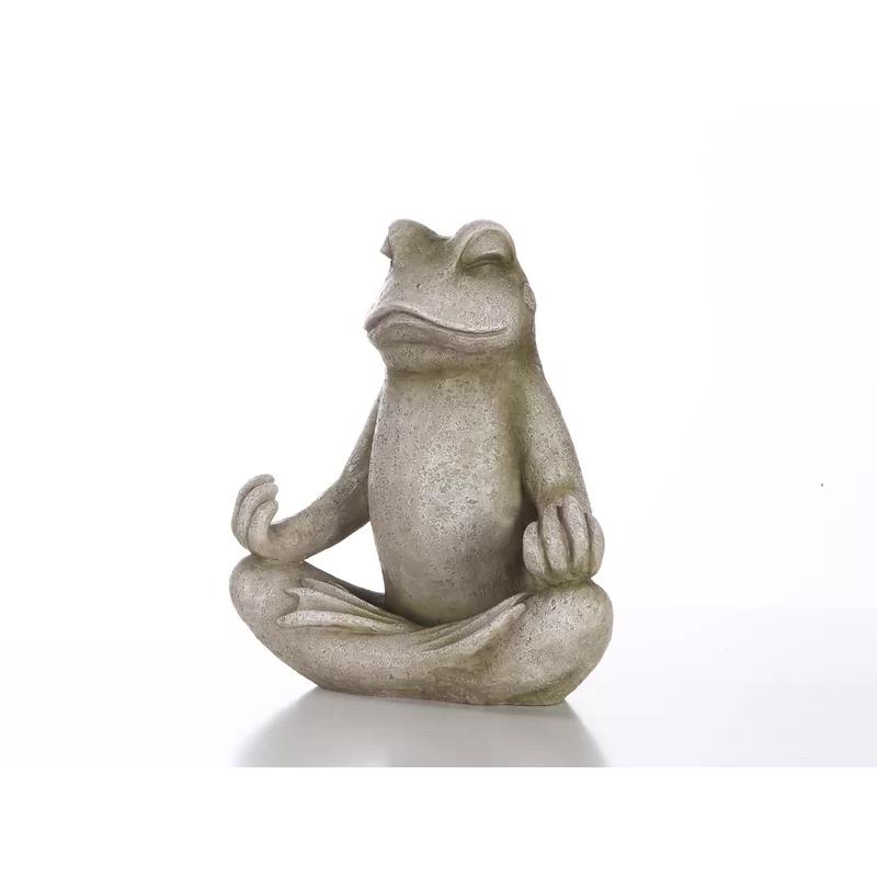 Zen Frog Polyresin Garden Statue in Lotus Position