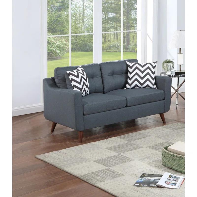 WANDINGT Modern Sofa Cozy Sofa Loveseat W Pillows 2Pc Sofa Set  Polyfiber Couch Tufted Cushions Living Room