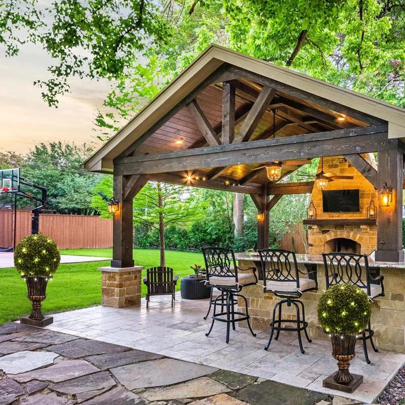 Yuan Home 2Pcs 12” Artificial Plant Topiary Ball With Pot, Faux Boxwood Balls With LED