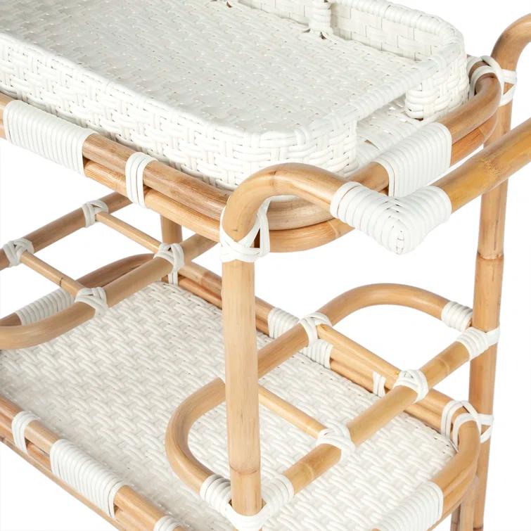 Butler Specialty Company Selena White Rattan Bar Cart
