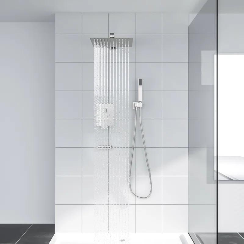 Kichae KE-KH-SLF16013-SS 12 Inch Dual Shower Head Wall Mounted Shower System with Rough-In Valve