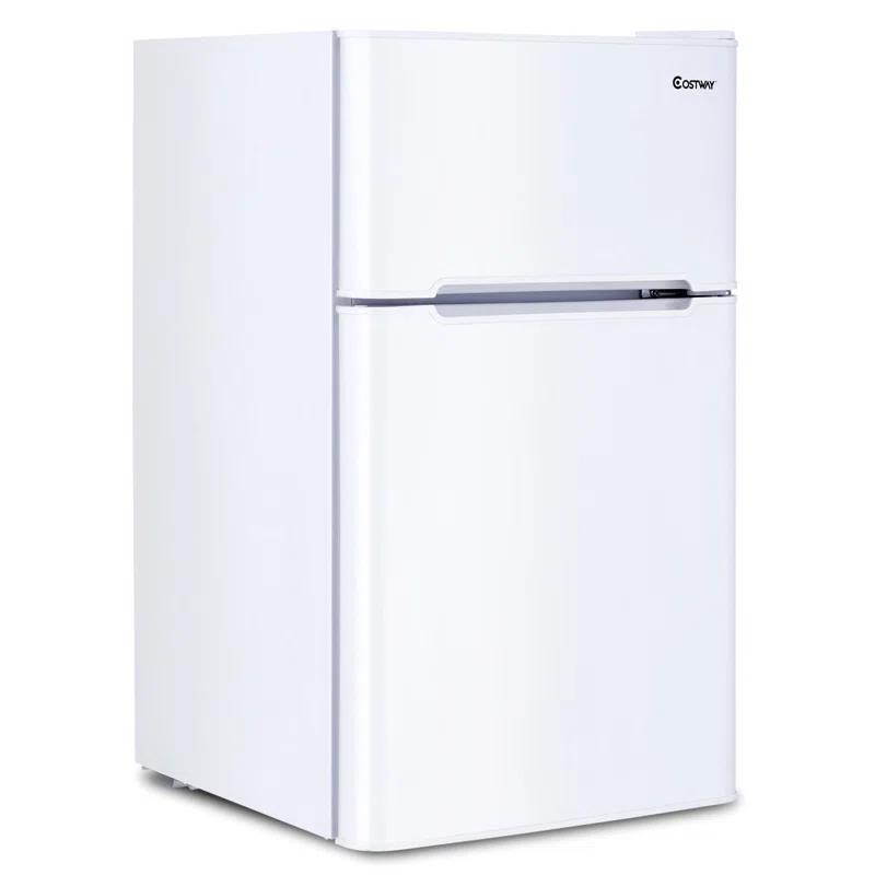 Costway Costway 3.2 Cubic Feet Portable Freestanding Mini Fridge with Freezer
